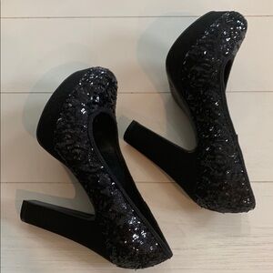 Graceland Black Sequin Heels